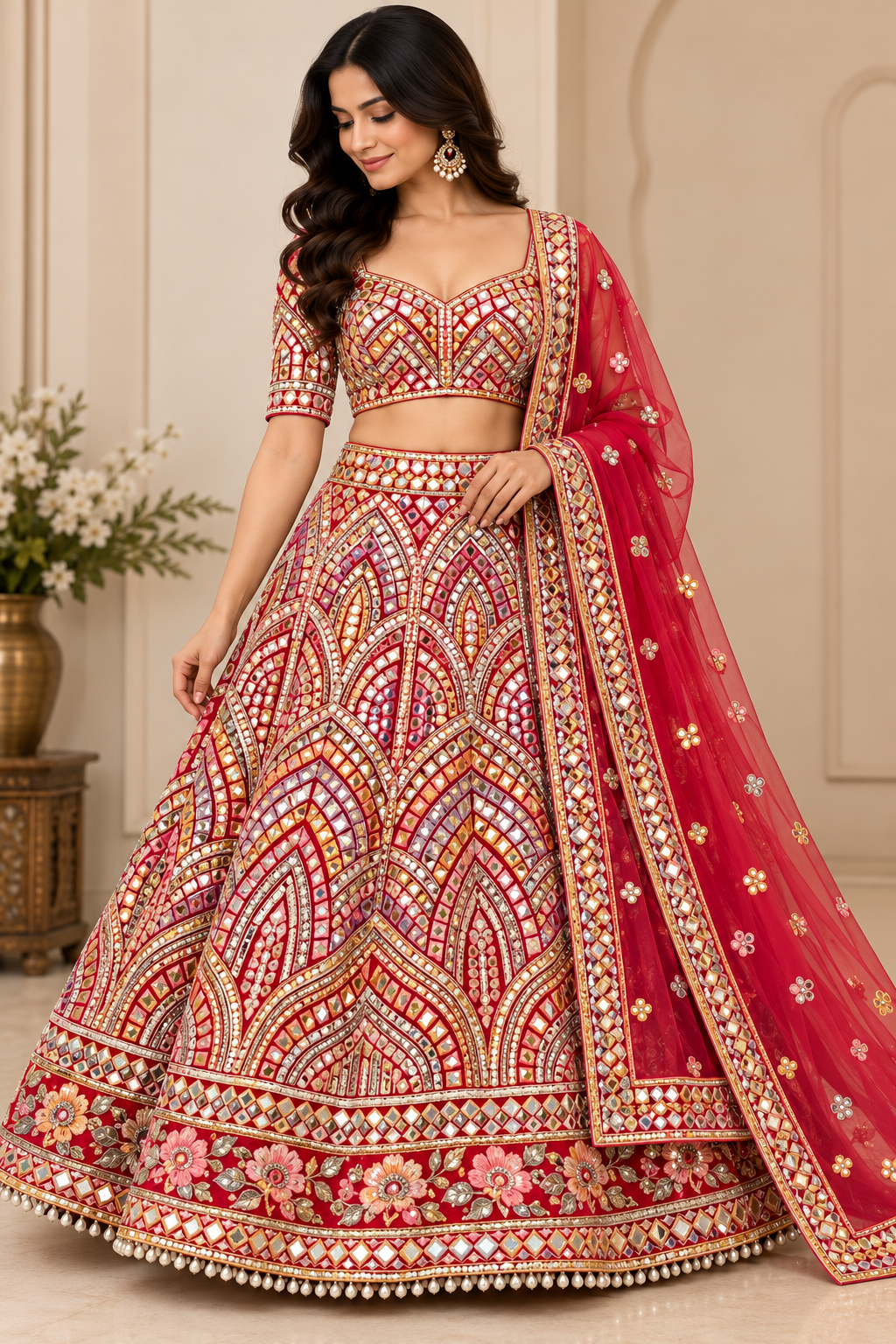 Rani Pink Heavy Gota Patti Work Lehenga with Matching Dupatta