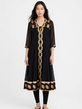 Black Gold Anarkali with Leggings