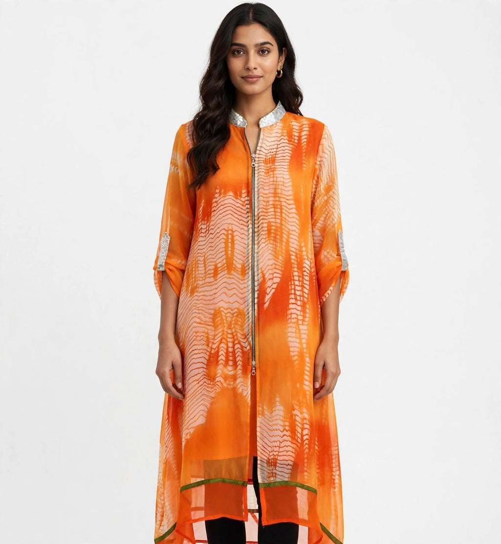 Orange Tie-Dye Kurti