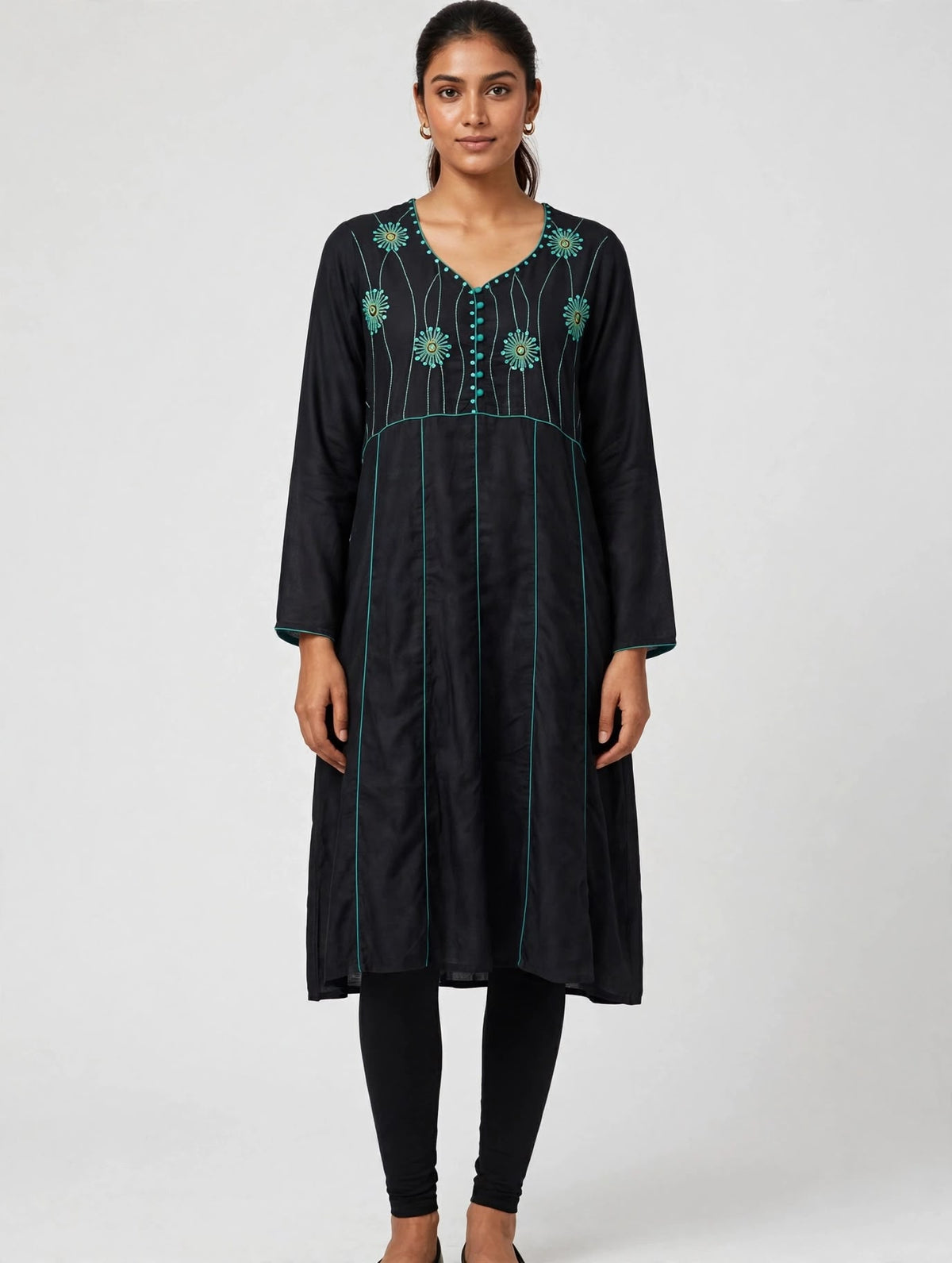 Black, Turquoise Kurti