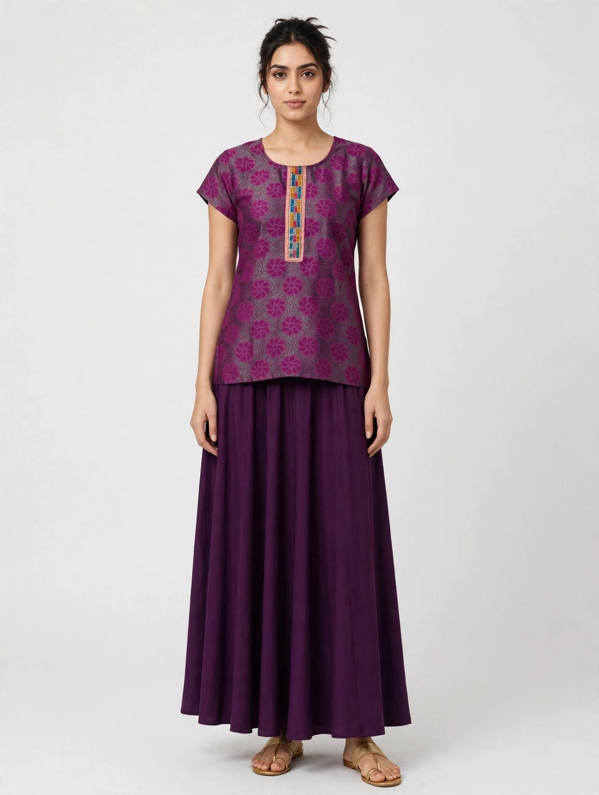 Purple Cotton-Silk Shirt