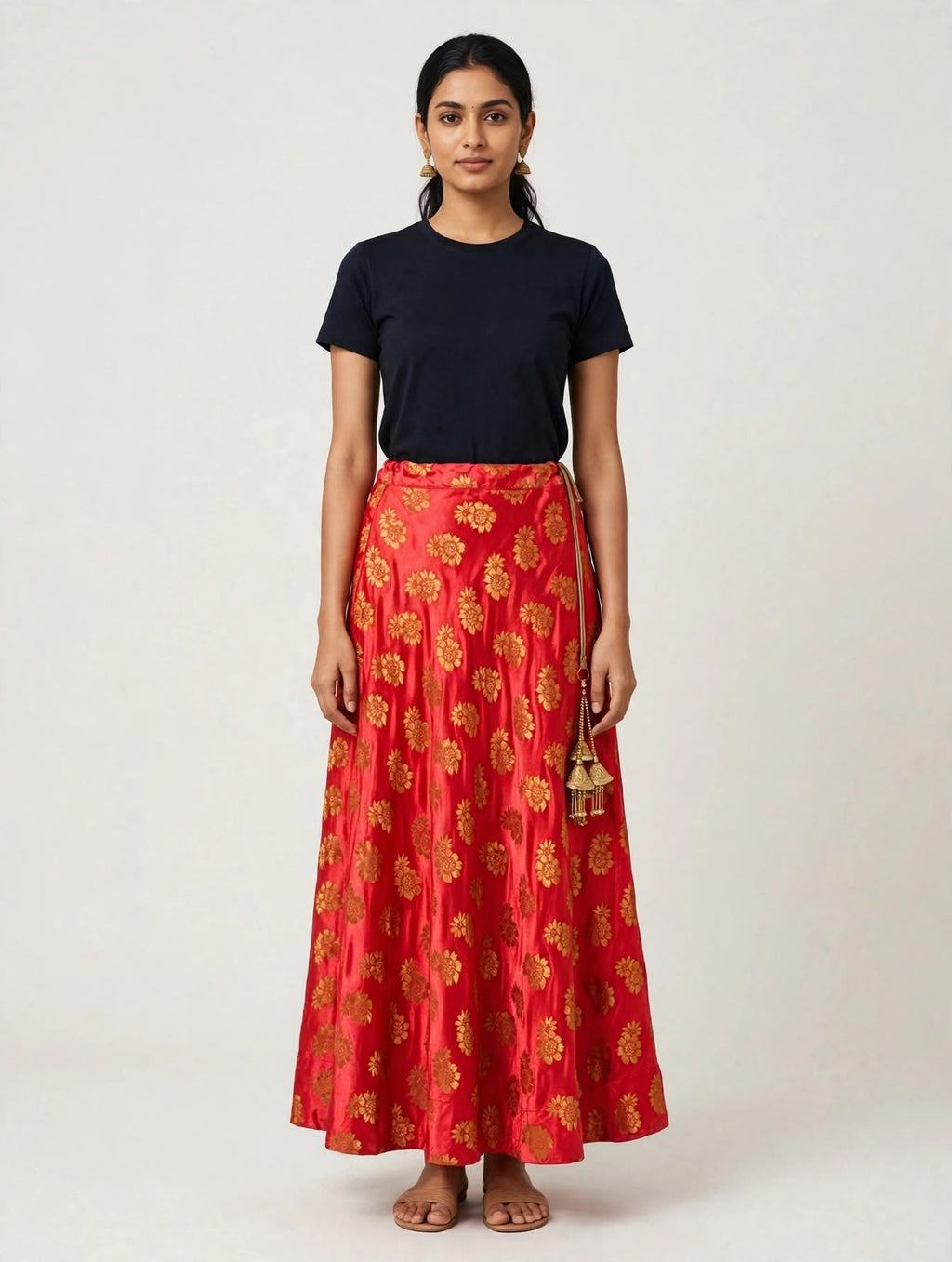 Pink Silk Brocade Skirt