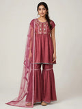 Frock style Three-Piece Suit with Sharara Pants