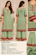Elegant Mint Green Georgette Embroidered Kurti &amp; Palazzo Set – 2 Piece