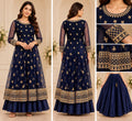 Navy Blue & Gold Embroidered Two-Piece Set