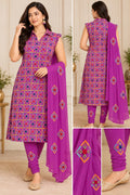Elegant Purple Georgette Phulkari Embroidered Three-Piece Churidar Suit
