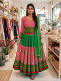 Beautiful Red &amp; Green Cotton Chaniya Choli