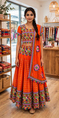 Vibrant Orange Cotton Chaniya Choli – Traditional Garba Collection