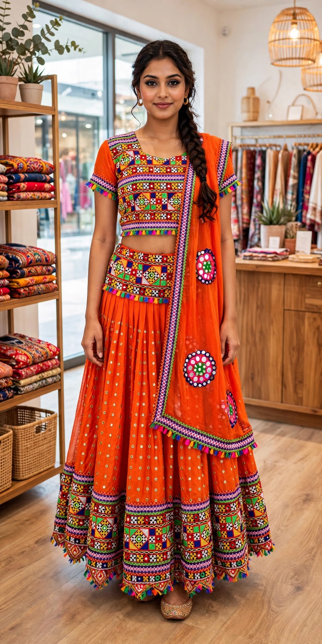 Vibrant Orange Cotton Chaniya Choli – Traditional Garba Collection