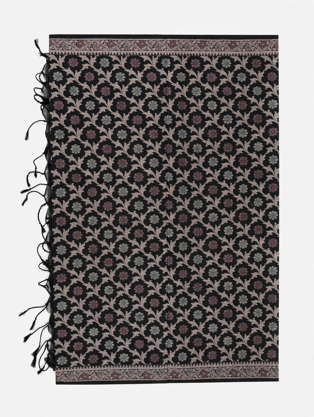 Black Banarasi-Style Silk Dupatta