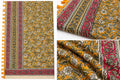 Mustard Yellow Floral Silk Dupatta with Maroon Border