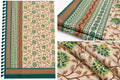 Elegant Cream and Teal Green Floral Silk Dupatta