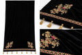 Elegant Black Velvet Dupatta with Gold and Pink Embroidery
