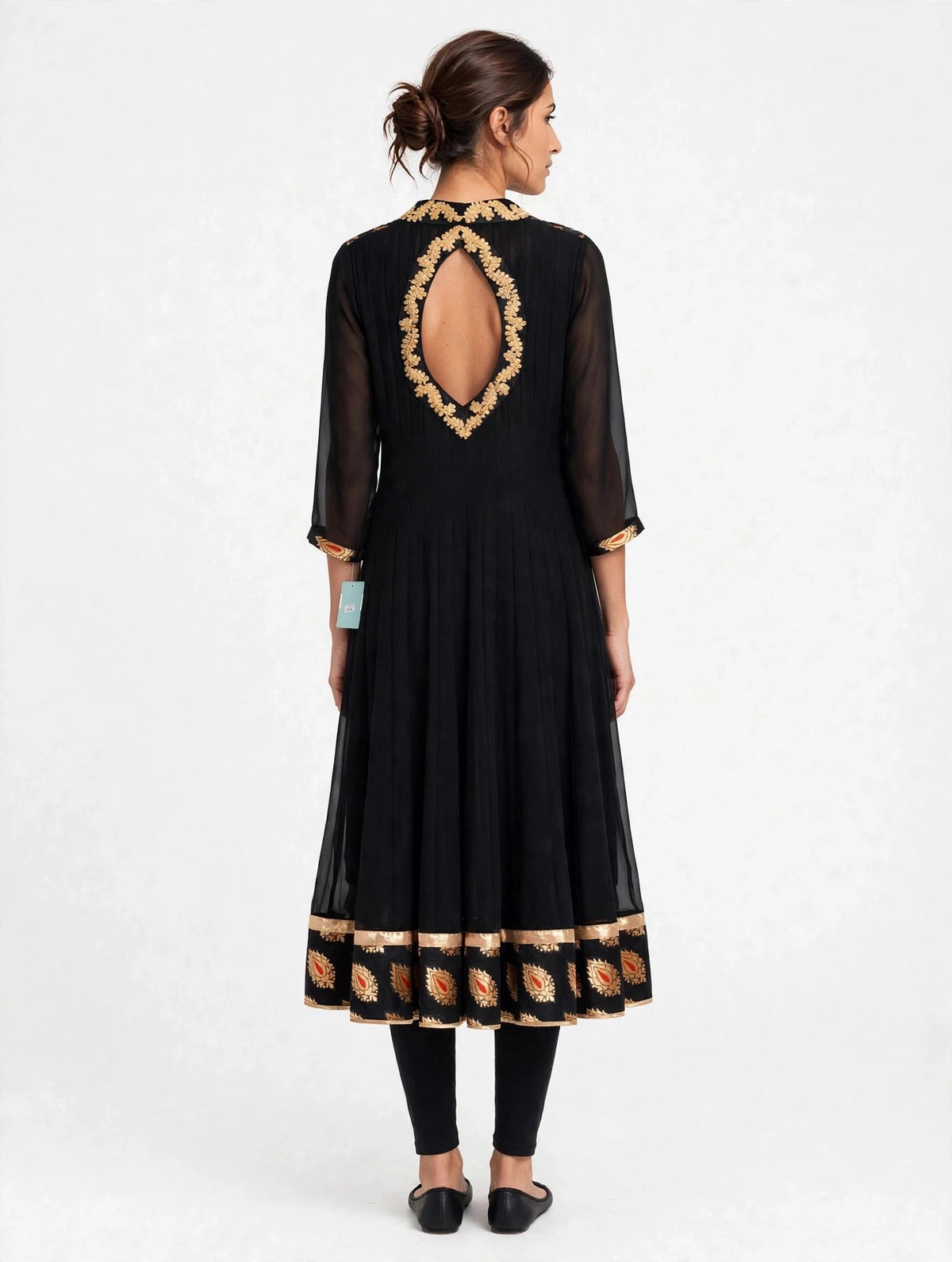 Black Gold Anarkali with Leggings