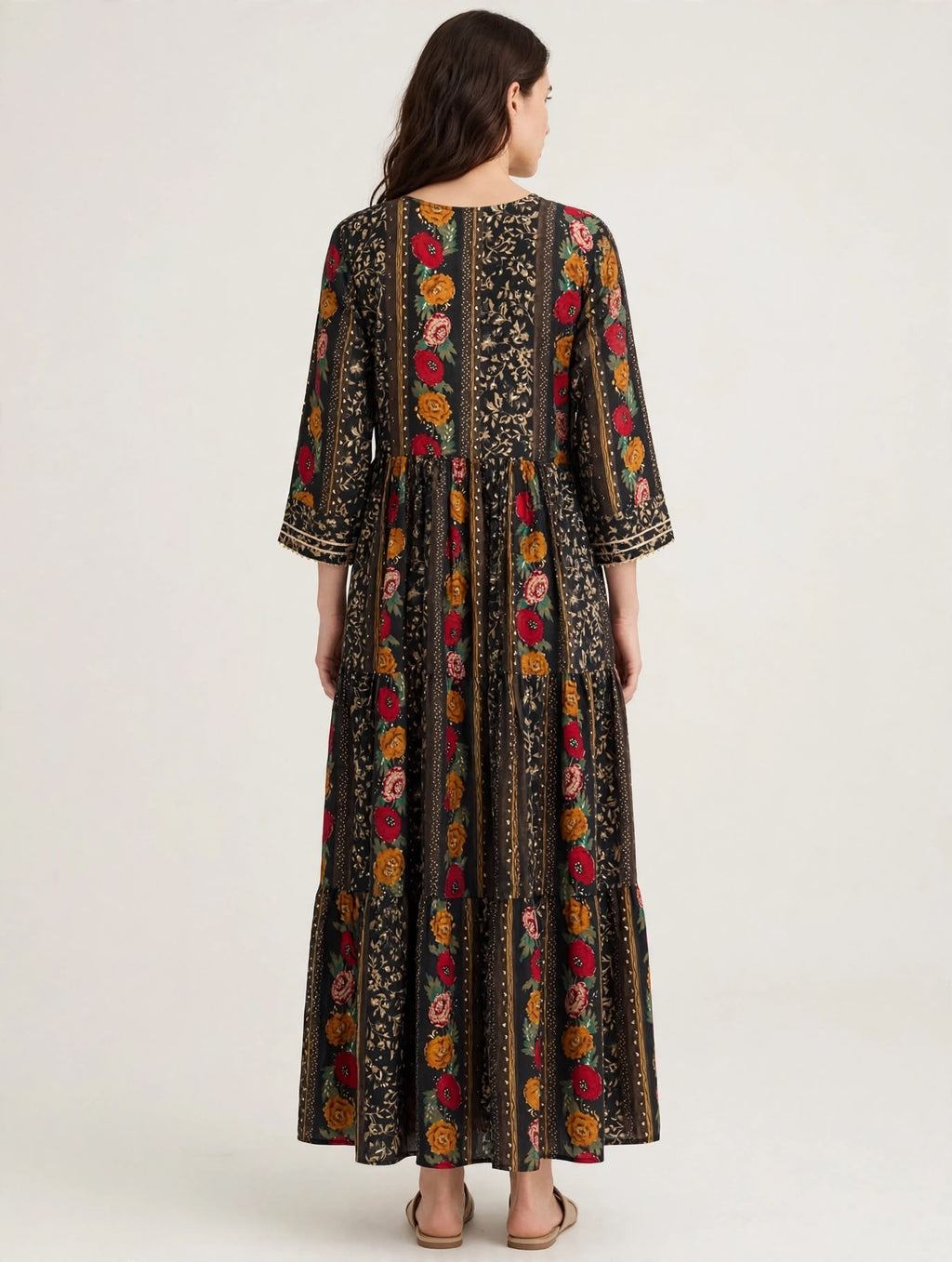 Black Floral Tiered Dress