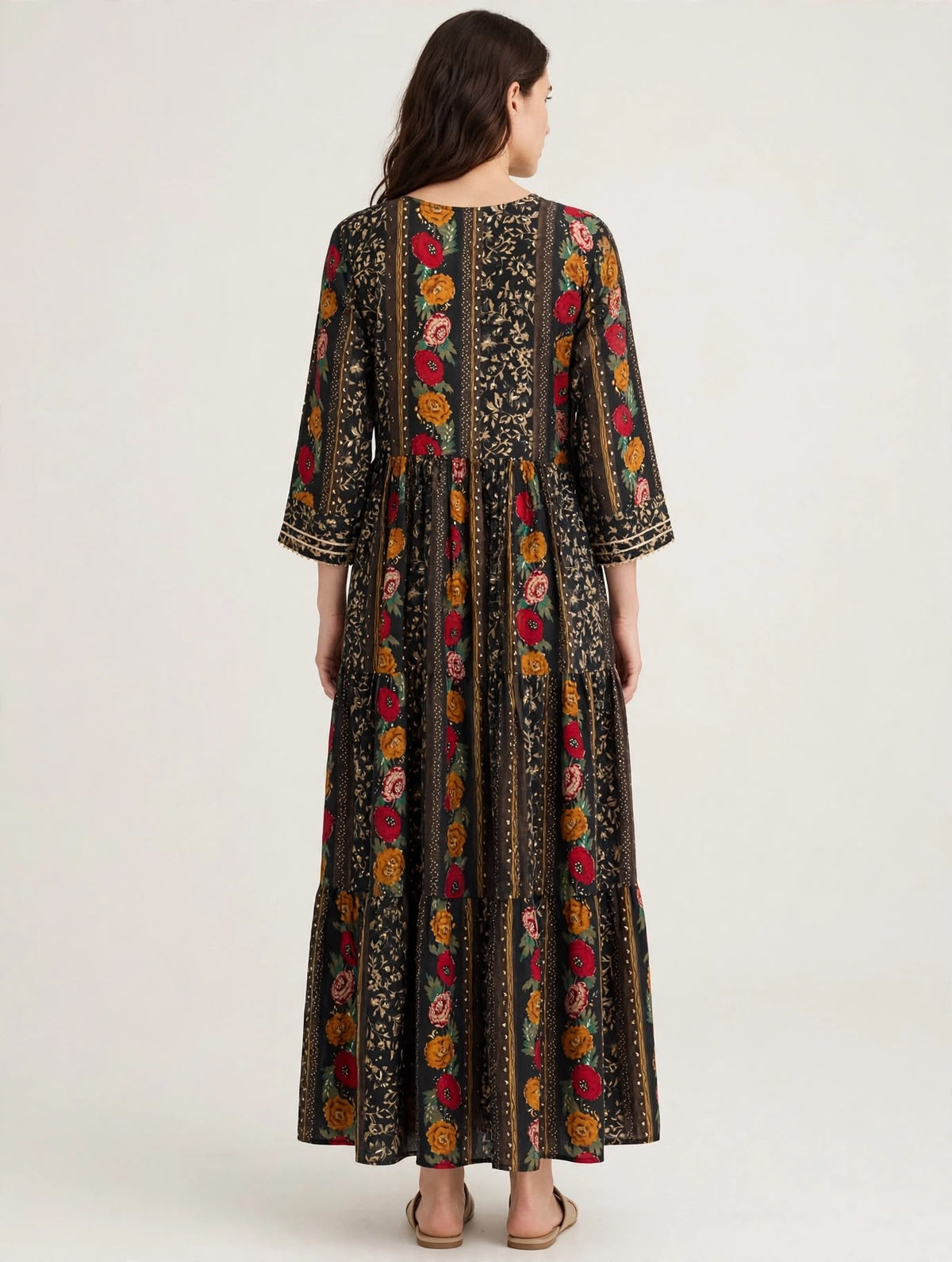 Black Floral Tiered Dress