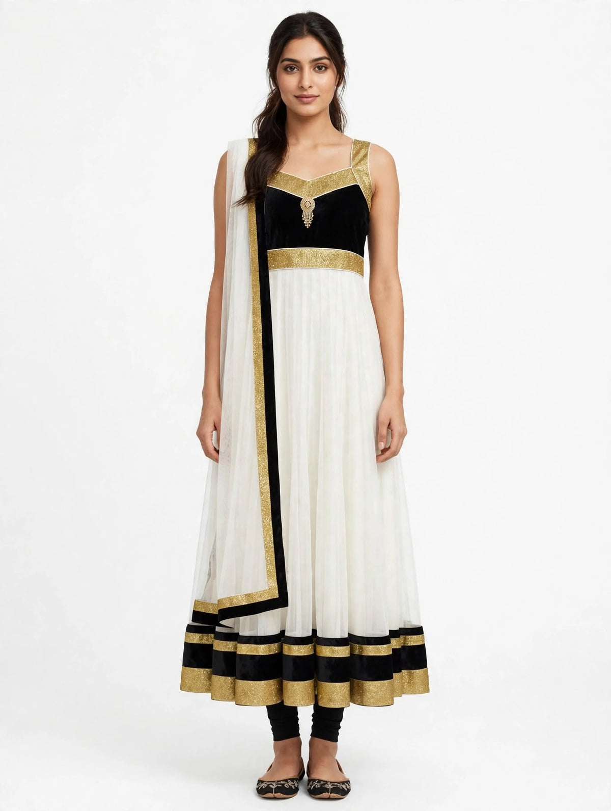 Black and White 3-Piece Kurti Set