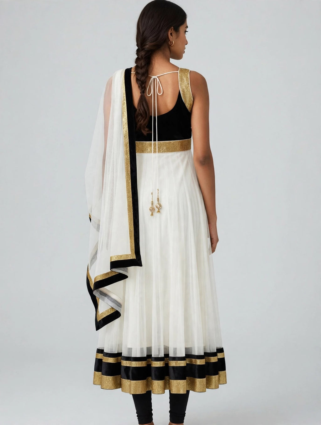Black and White 3-Piece Kurti Set