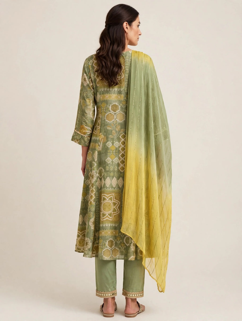 Sage Block Print 3-Piece Suit