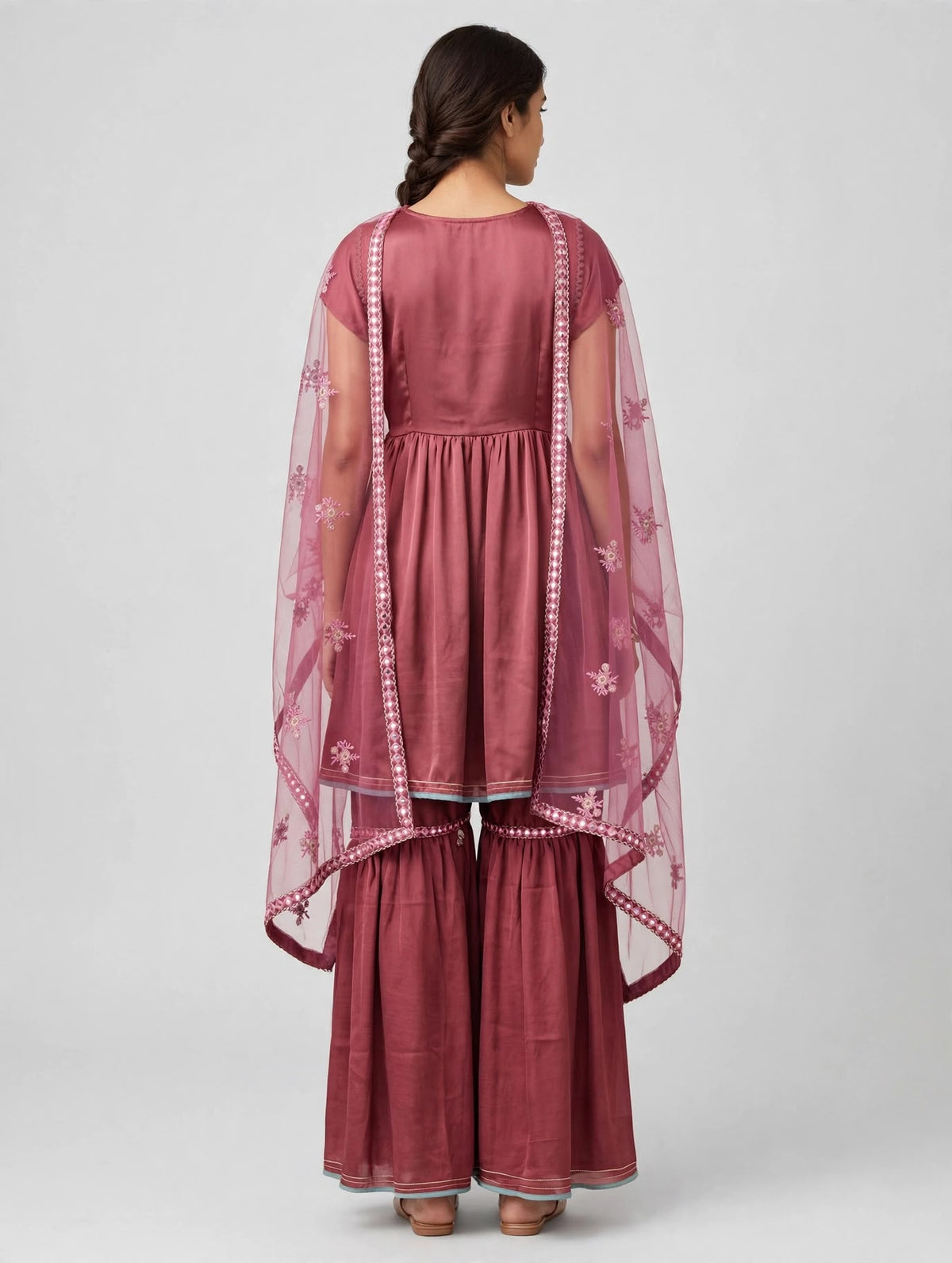 Frock style Three-Piece Suit with Sharara Pants