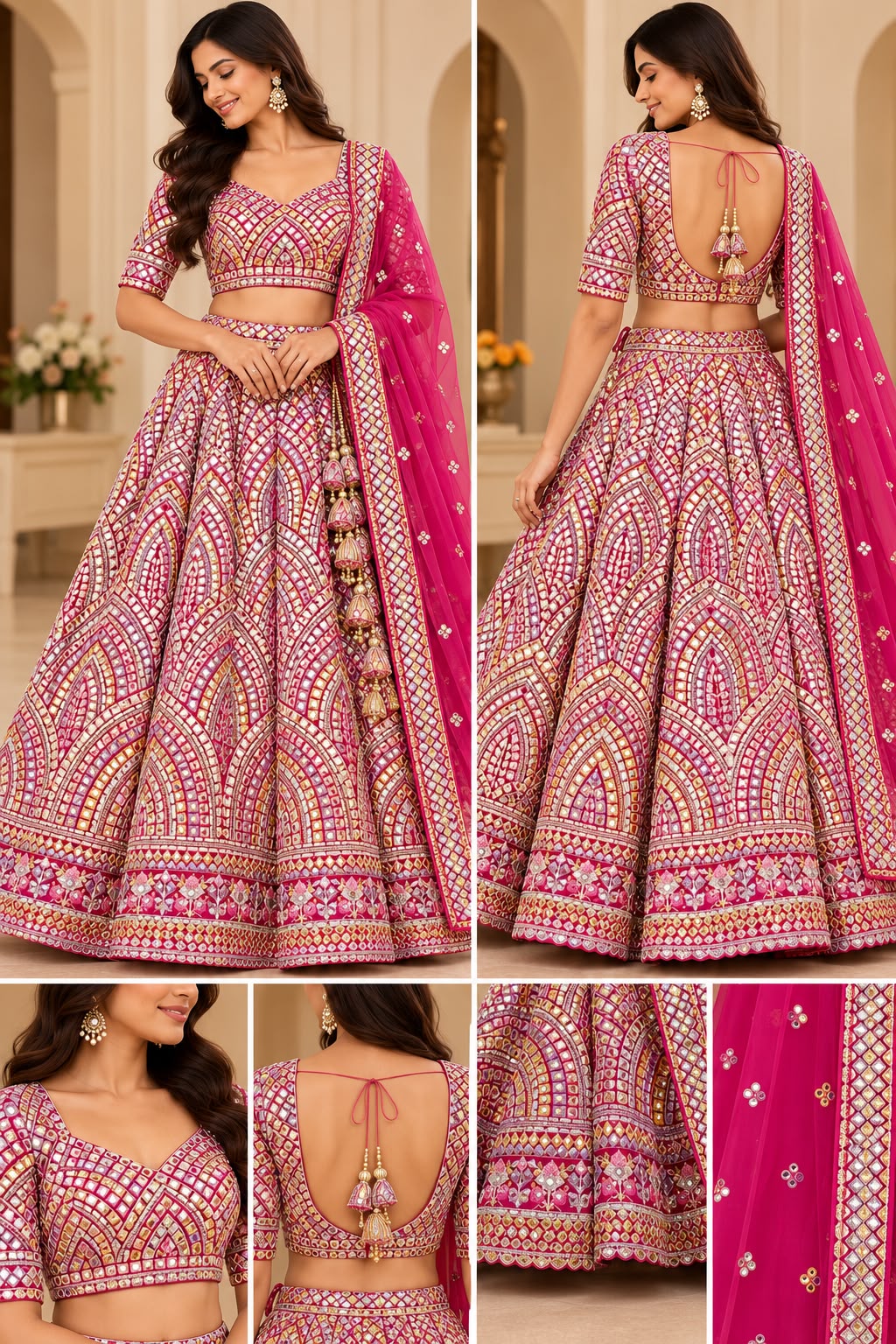 Rani Pink Heavy Gota Patti Work Lehenga with Matching Dupatta