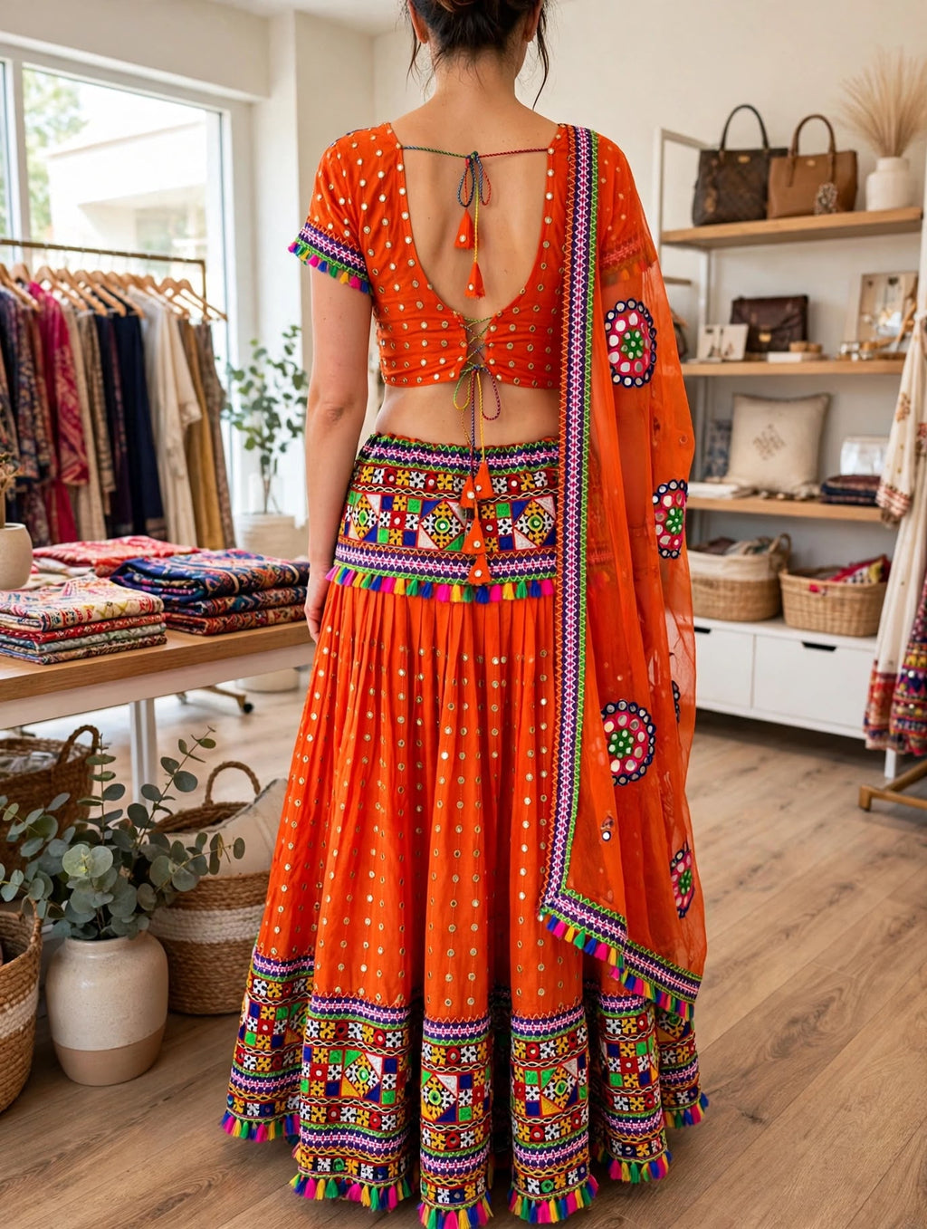 Vibrant Orange Cotton Chaniya Choli – Traditional Garba Collection