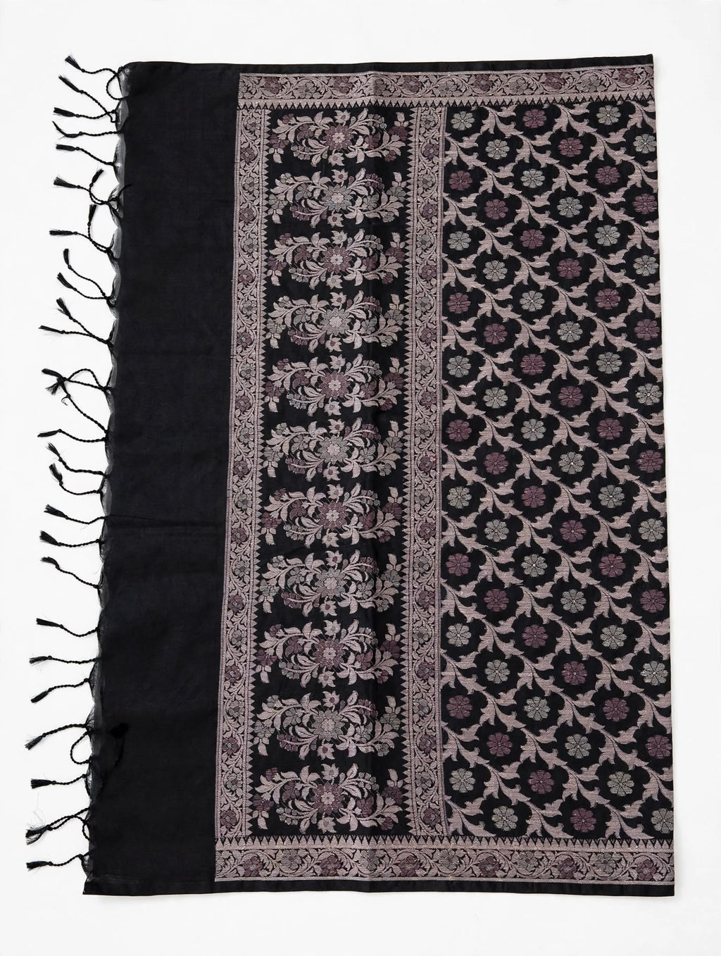 Black Banarasi-Style Silk Dupatta